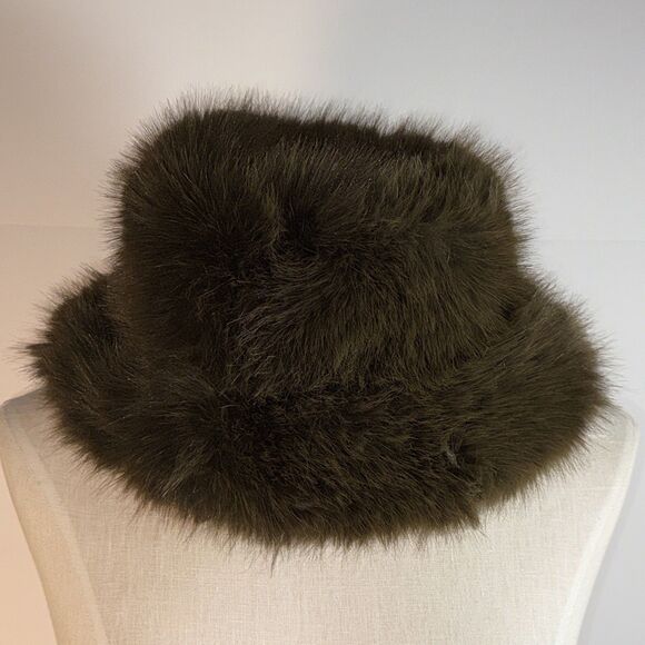 By Anthropologie Lucky Zone Faux-Fur Bucket Hat Green NEW main image 5